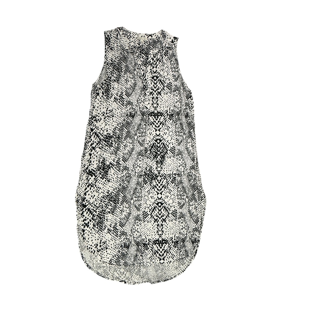 Alex & Lili Tunic Women Large White Snakeskin Sleeveless‎ High Low V-Neck Rayon